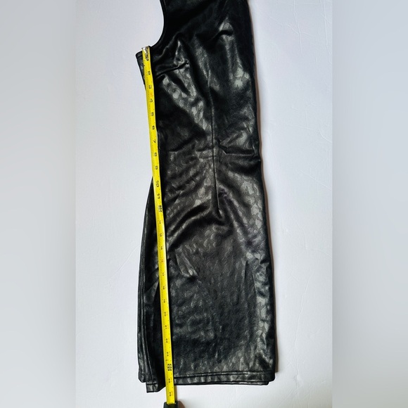 Aqua Blues Black Dress Women’s Sz 13 Sleeveless Animal Print  Faux Leather - Picture 7 of 7